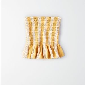 American Eagle Outfitters Yellow Smocked Tube Top
